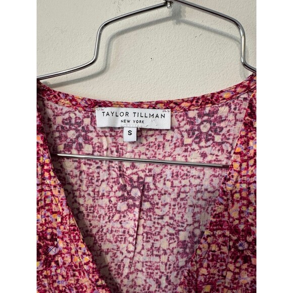 TAYLOR TILLMAN KAYLA PLEATED TOP BERRY KALEIDOSCOPE SMALL NWOT - Picture 2 of 4